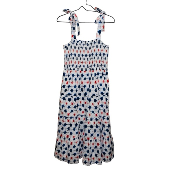 J. Crew Smocked Bow Tie Sleeve Festive Midi Dress - Picture 4 of 7